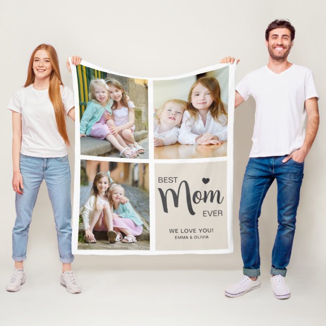 Couverture Polaire Meilleure Maman Jamais Photo Collage Tan (En situation)
