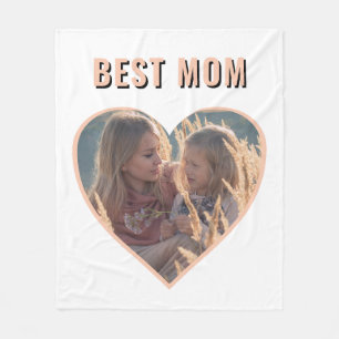 Couverture Polaire Meilleure maman mignonne Coeur Photo Fête des Mère
