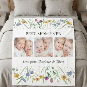 Couverture Polaire Meilleure Maman Photo Florale