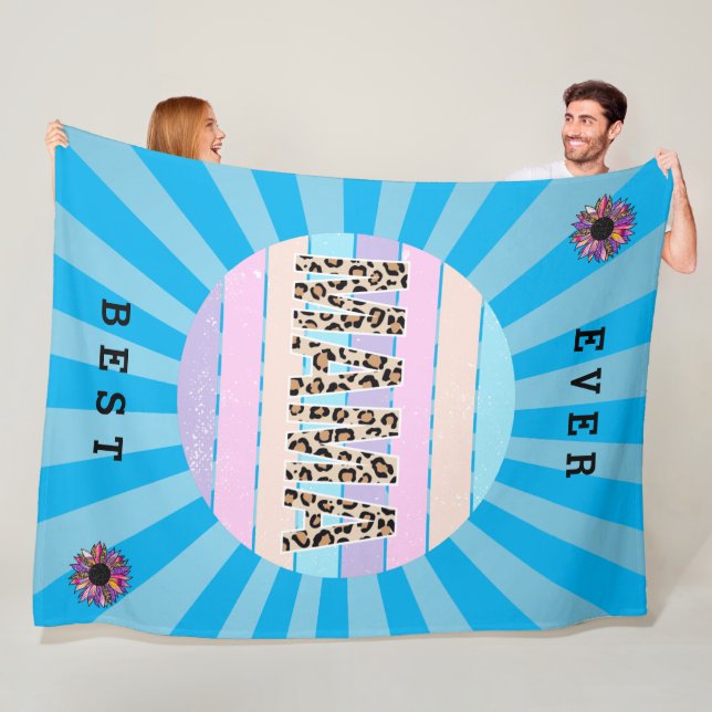 Couverture Polaire Meilleure Personnaliser Florale Bleue Maman (En situation)