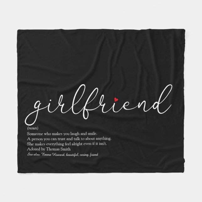 Couverture Polaire Meilleure petite amie définition script amour cœur (Devant (Horizontal))
