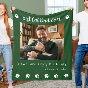 Couverture Polaire Meilleure photo de chat de papa avec pattes vertes