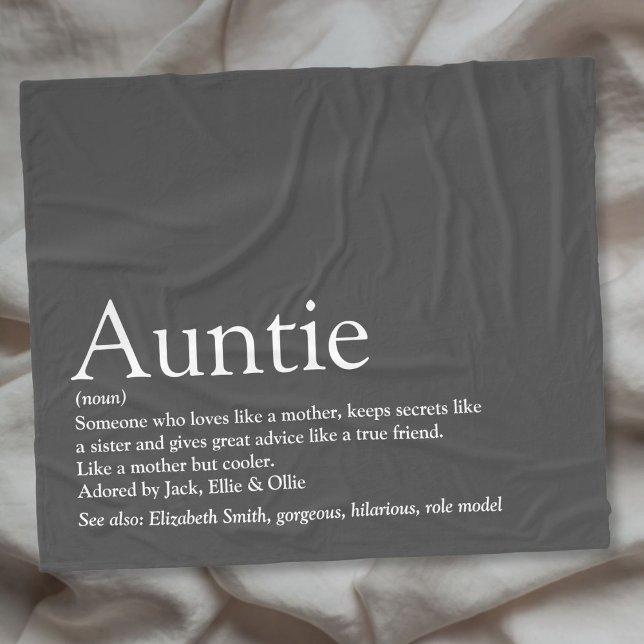 Couverture Polaire Meilleure Tante Définition Amusante Grise (Best Aunt Auntie Definition Fun Gray Fleece Blanket)