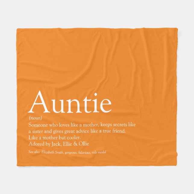 Couverture Polaire Meilleure Tante Définition Orange Amusant (Devant (Horizontal))