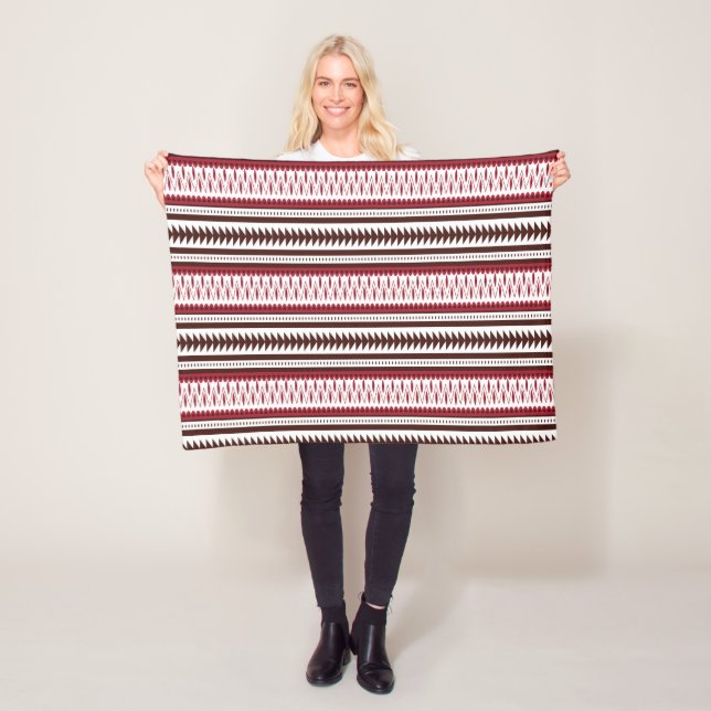 Couverture Polaire Meilleure vente d'un motif rayé rouge et blanc (En situation)