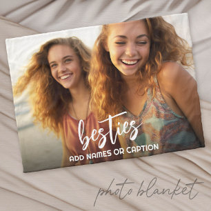 Couverture Polaire Meilleures amies avec photo et texte personnalisé 
