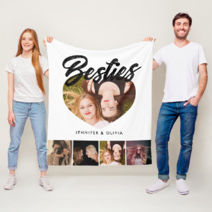 Couverture Polaire Meilleures Amies Collage Photo avec Noms BFF
