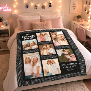 Couverture Polaire Meilleures amies pour toujours Collage photo éléga