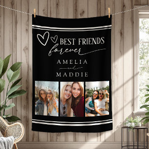 Couverture Polaire Meilleurs amis Forever Photo Collage noir