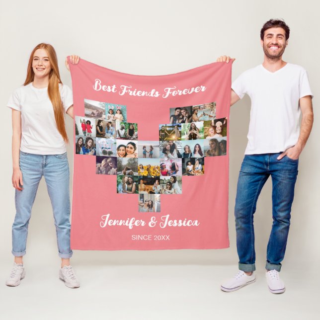 Couverture Polaire Meilleurs amis pour toujours personnalisation coeu (En situation)