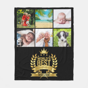 Couverture Polaire Meilleurs Grands-Parents du Monde Photomontage Or