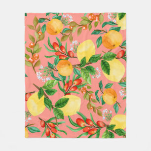 Couverture Polaire Mélange d'aquarelle florale : Illustrat coloré san