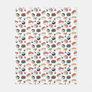 Couverture Polaire Mélange de Sushi Dessiné à la Main