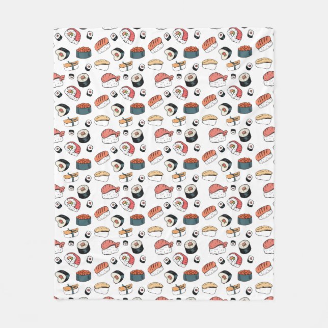 Couverture Polaire Mélange de Sushi Dessiné à la Main (Devant)