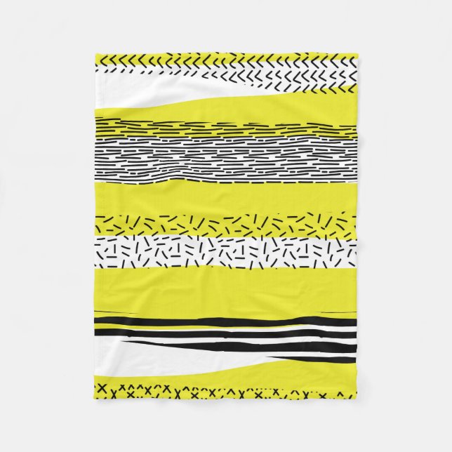 Couverture Polaire Mélange jaune et noir Motif géométrique (Devant)