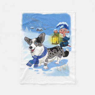 Couverture Polaire Mélange merle bleu dans la neige