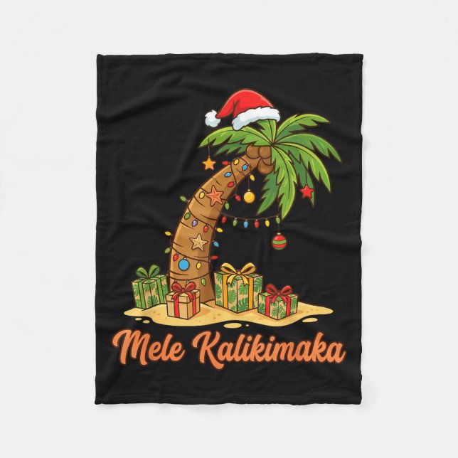 Couverture Polaire Mele Kalikimaka Hawaiian Christmas Palm Trees  (Devant)