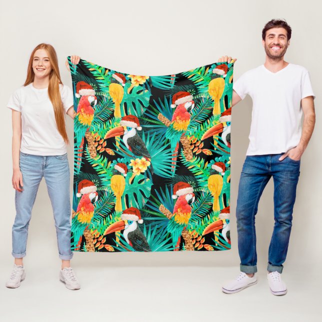 Couverture Polaire Mele Kalikimaka Oiseaux de la jungle tropicale (En situation)