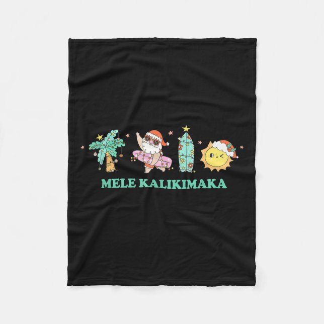 Couverture Polaire Mele Kalikimaka Trocal Palm Tree Santa Surfing Haw (Devant)