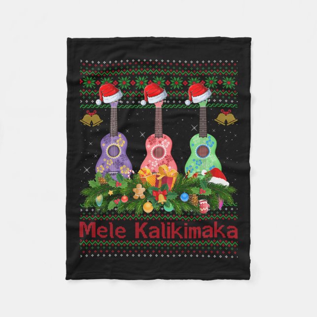 Couverture Polaire Mele Kalikimaka Ukulele Guitar Ugly Xmas Sweaters  (Devant)