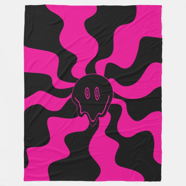 Couverture Polaire Melt de sourire - Magenta et noir (Devant)