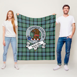 Couverture Polaire Melville Hunting Clan Badge Tartan Plaid