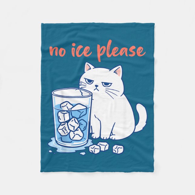 Couverture Polaire Mème de chat drôle pas de glace s'il vous plaît ho (Devant)