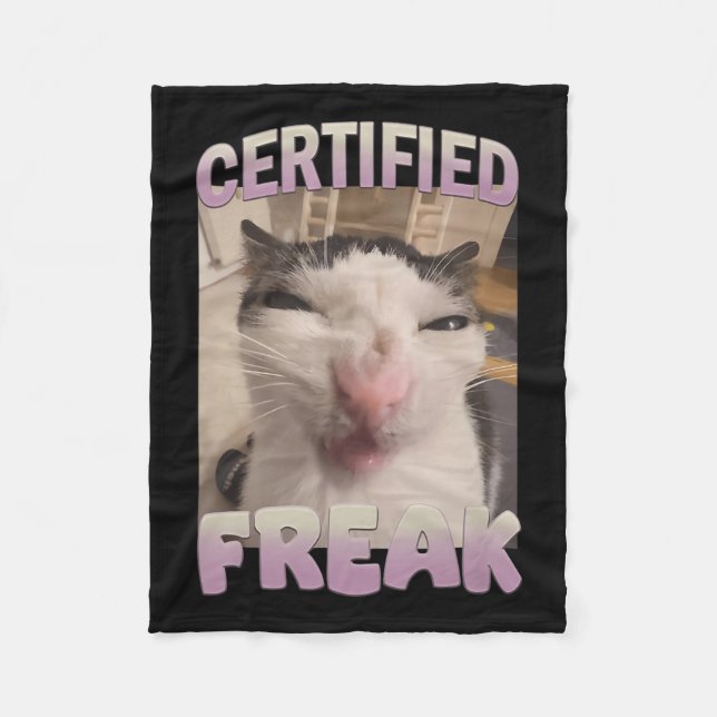 Couverture Polaire Mème de chat Freak Certifié Mèmes Offensifs Funn (Devant)