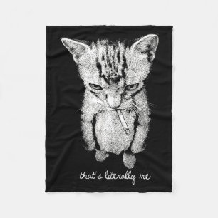 Couverture Polaire Mème de chat mignon de lutin drôle qui fume debout