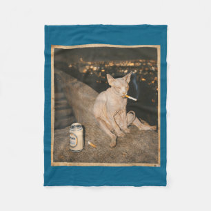 Couverture Polaire Mème de chat Sphynx fumeur minimal drôle