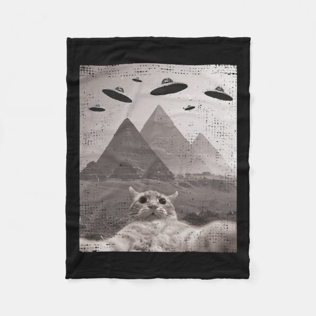 Couverture Polaire Mème de chat Ufo - Drôle de selfie de chat avec de (Devant)