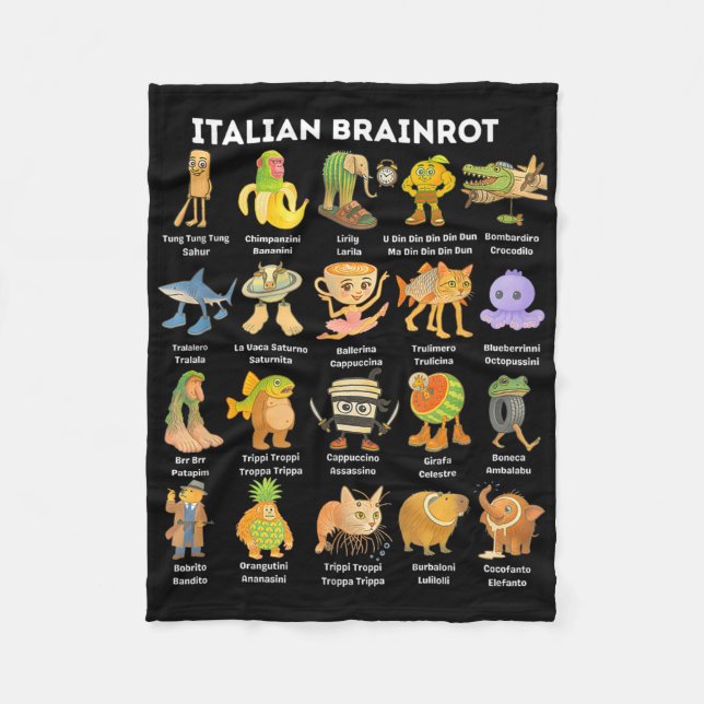Couverture Polaire Mème de pourriture cérébrale italienne pour enfant (Devant)