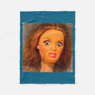 Couverture Polaire Mème de visage de poupée dégoûtant drôle