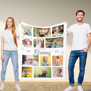 Couverture Polaire Mémé on t'aime coeurs personnalisés moderne