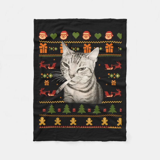 Couverture Polaire Mèmes de chats qui fument drôles pour les sweaters (Devant)