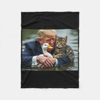 Couverture Polaire Mèmes drôles de chat et de canard de Trump pour No