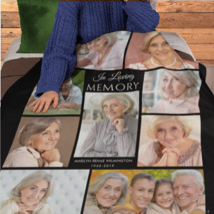 Couverture Polaire Mémorial dans l'amour MEMORY Photo Collage noir