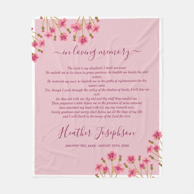 Couverture Polaire Mémorial de la floraison de Bourgogne rose (Devant)