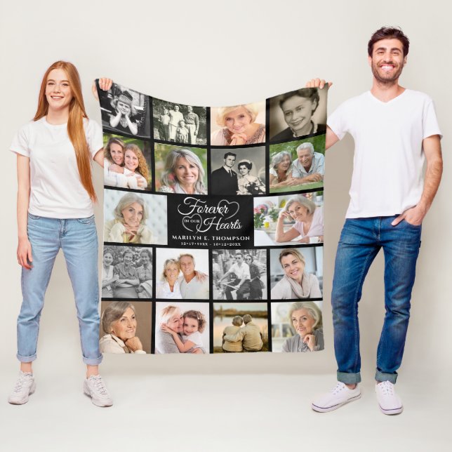 Couverture Polaire Memorial Forever in our Hearts 18 Photo Keepsaké (En situation)