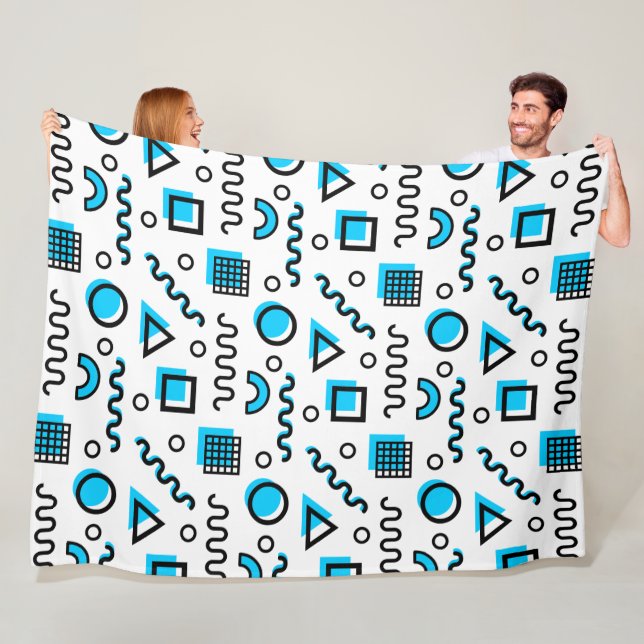 Couverture Polaire Memphis Style Motif géométrique 110719 - Sky Blue (En situation)