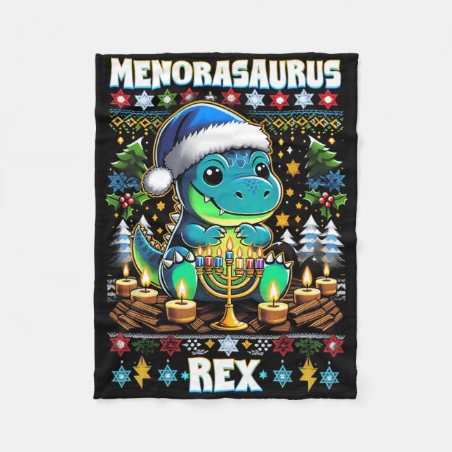 Couverture Polaire Menorasaurus Rex Dino Trex Sweater de Noël laid  (Devant)