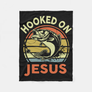Couverture Polaire Mens Hooked On Jesus Christian Fishing-shirt Funny