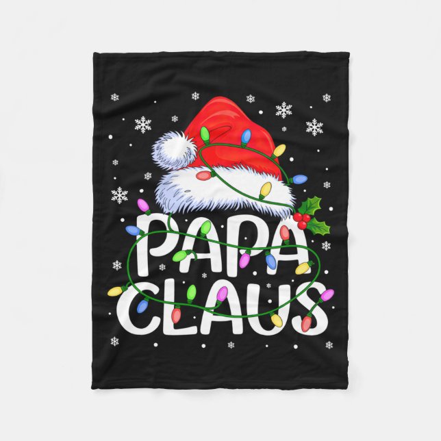 Couverture Polaire Mens Papa Claus Christmas Lights Long Sleeve  (Devant)