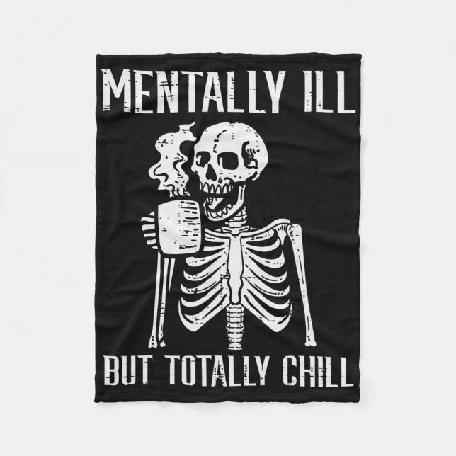 Couverture Polaire Mentalement Mal Mais Totalement Chill Skeleton Hal (Devant)