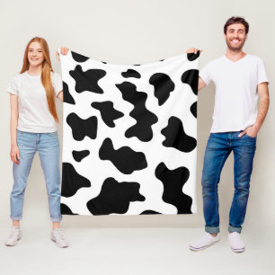 Couverture Polaire Mention de vaches blanches et noires mignonnes fer