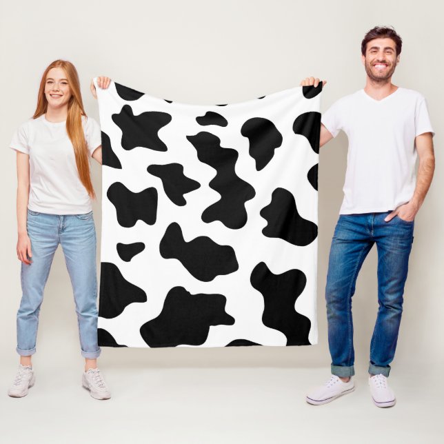 Couverture Polaire Mention de vaches blanches et noires mignonnes fer (En situation)