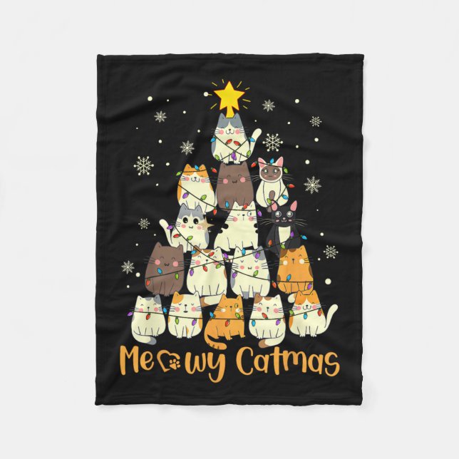 Couverture Polaire Meowa Catmas Chat Noël Arbre de Noël Filles Garçon (Devant)