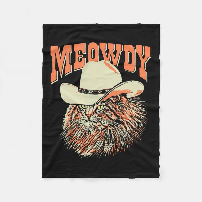 Couverture Polaire Meowdy ! Funny Country Music Chat Cowboy Casquette (Devant)