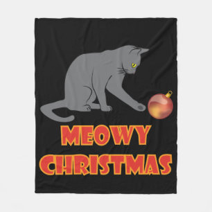 Couverture Polaire Meowny Christmas Funny Grey Chat