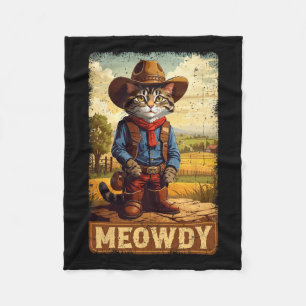 Couverture Polaire Meowny Country Side Chat Casquette Vintage Cowboy